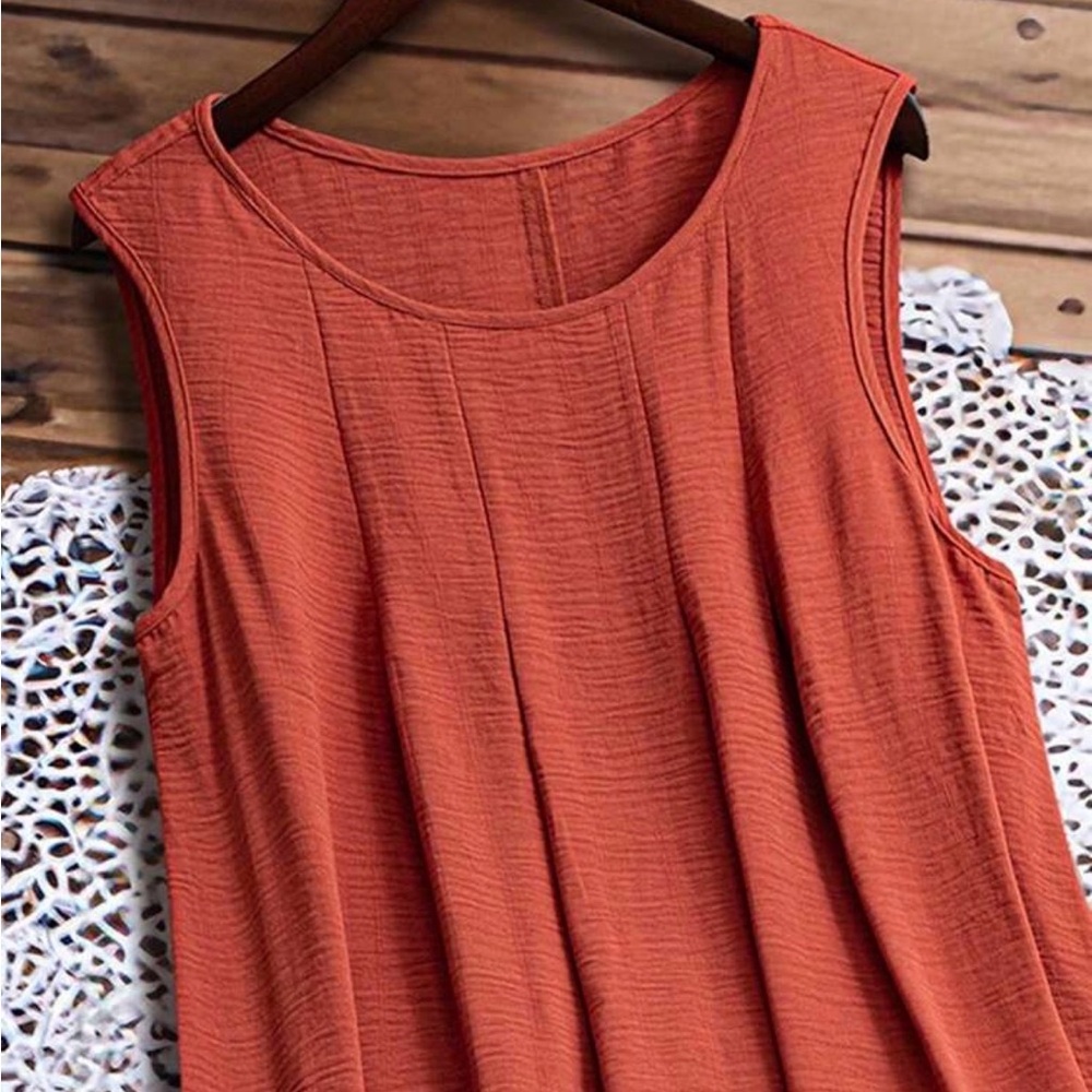 Emery Rose Sleeveless Tiered Maxi Dress in Rust Orange - Picture 3 of 9